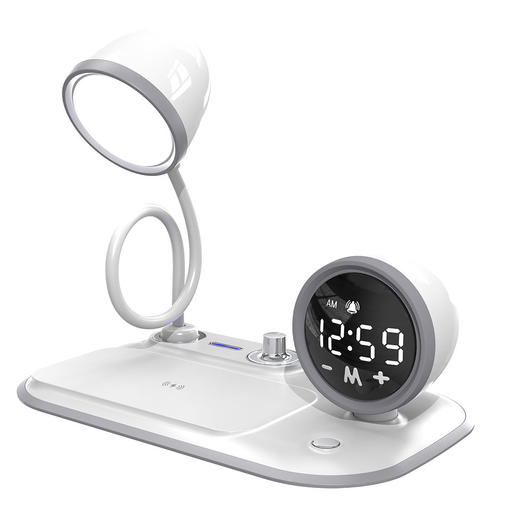 Three-in-one Clock Wireless Charger Desktop Eye Protection Desk Lamp