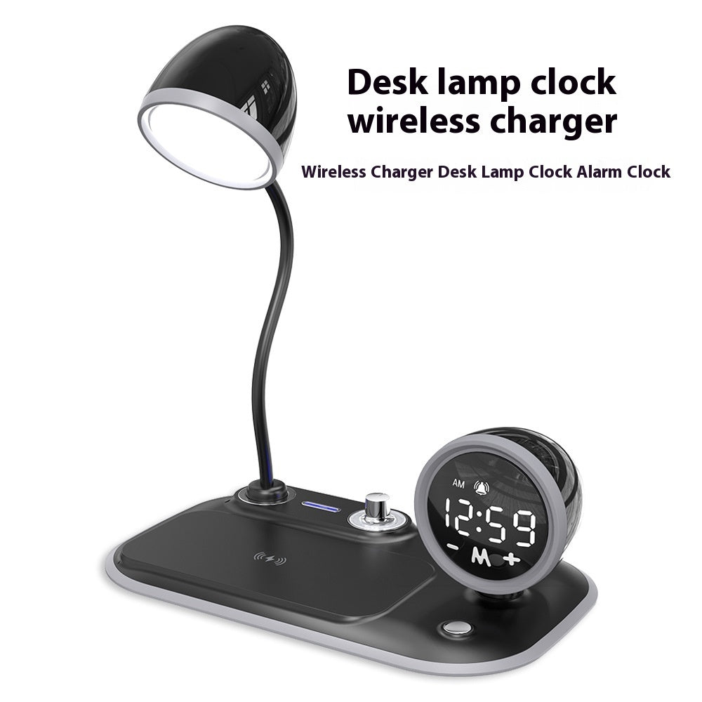 Three-in-one Clock Wireless Charger Desktop Eye Protection Desk Lamp